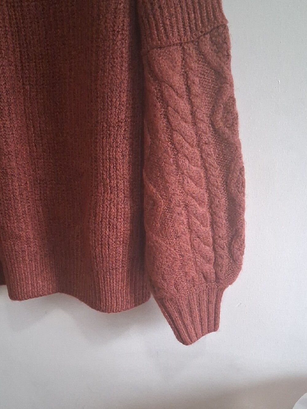 NWT Relaxed Cable-Sleeve Crewneck Sweater - Rust Size L - Picture 6 of 6